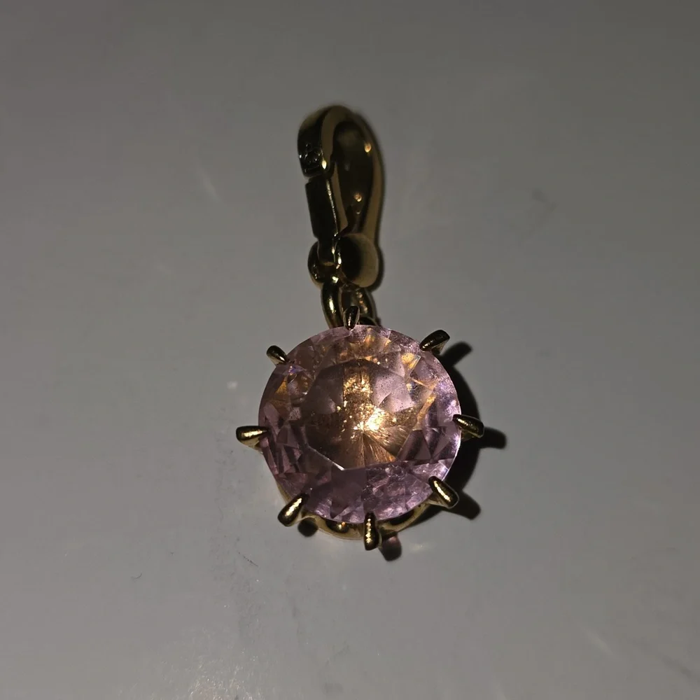 Juicy Couture Gold and Pink Gemstone Pendant Charm